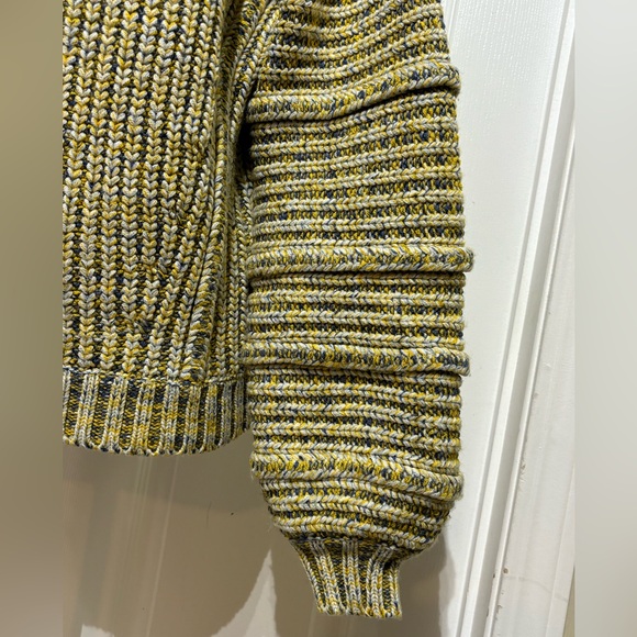 Maje Mous Oversized Yellow Multi Marled Chunky Ribbed Knit Wool Blend Sweater - Picture 6 of 14